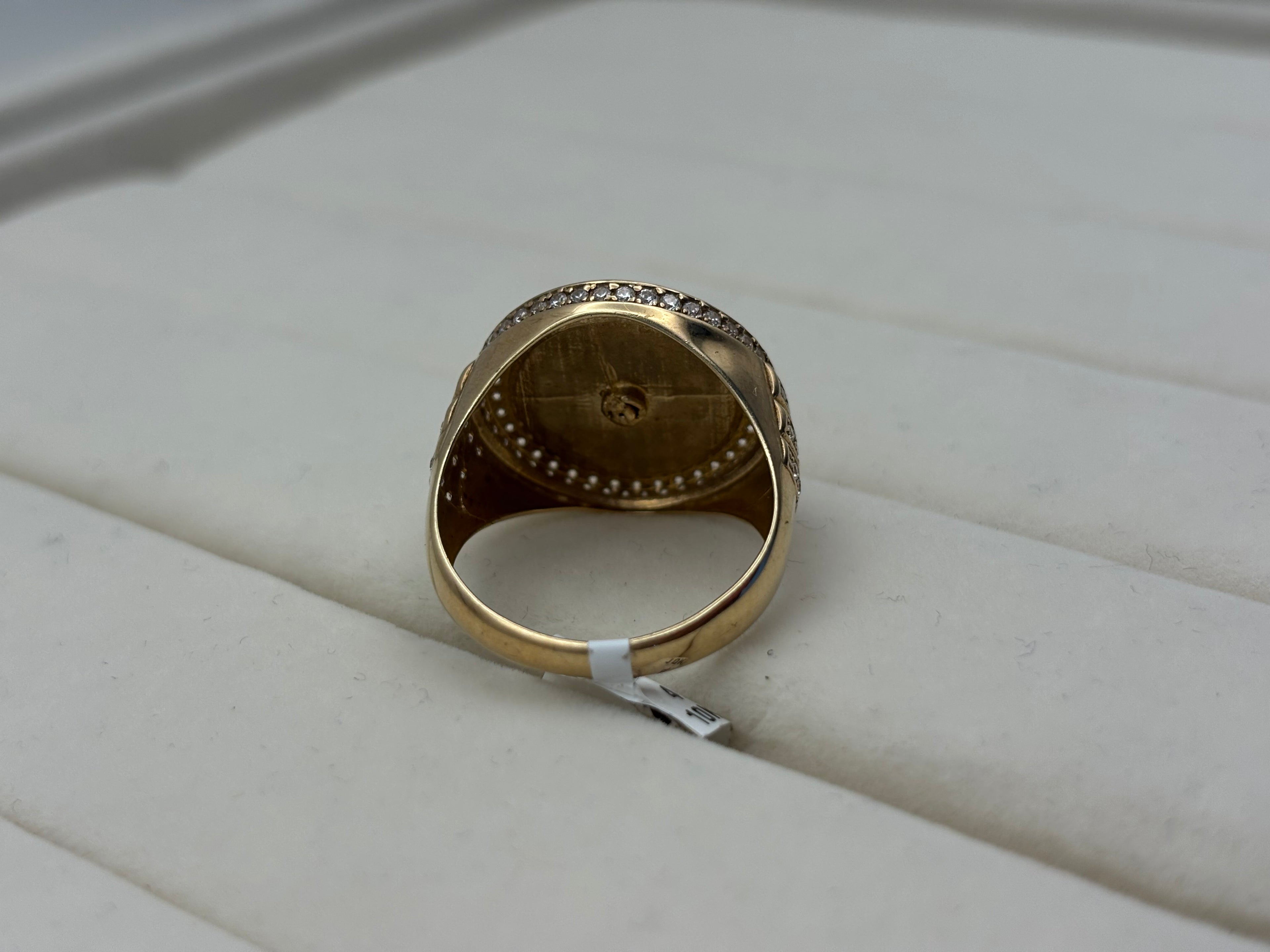 10K Gold Diamond Horse Medallion Ring