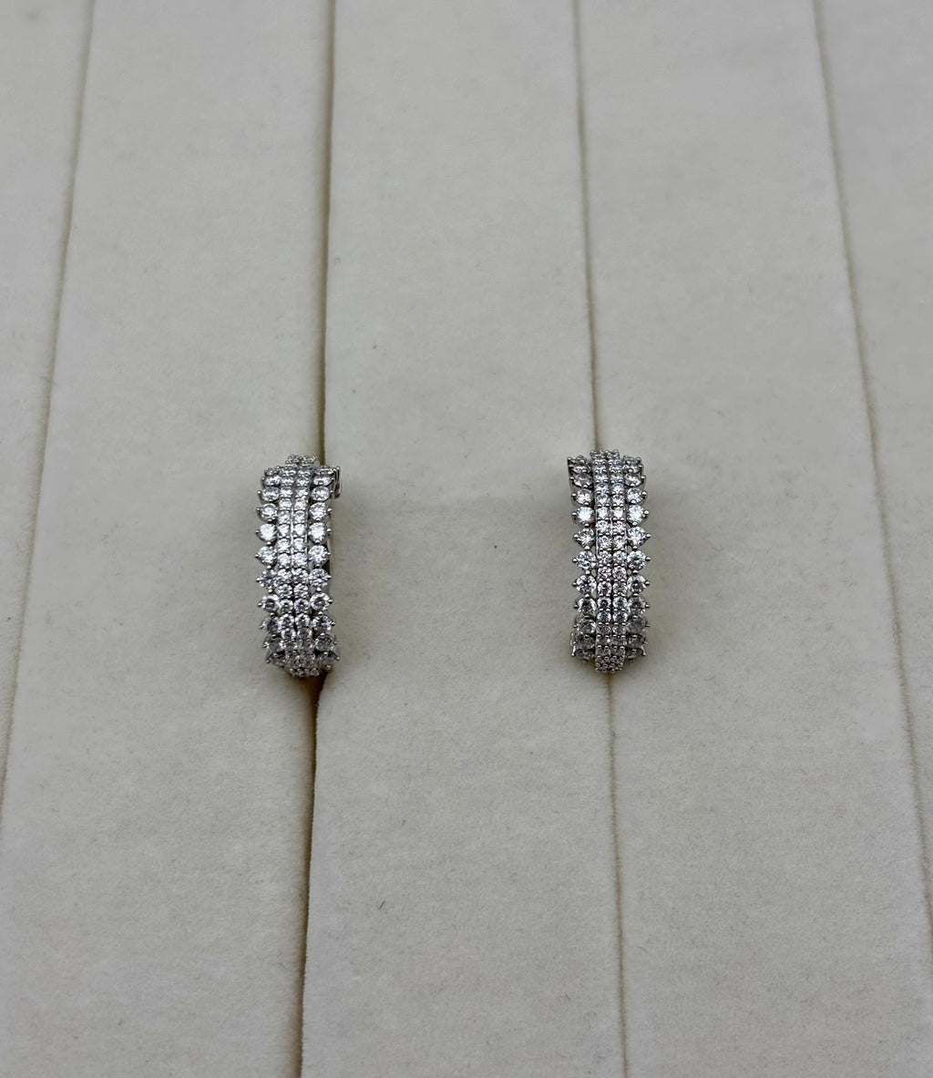 14k White Gold Diamond Hoop Earrings