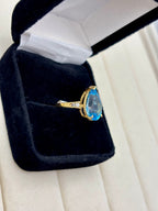 14K Yellow Gold Topaz Side Stone Ring