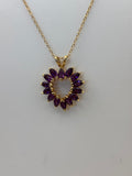 14k Yellow Gold Purple Stone Heart Pendant