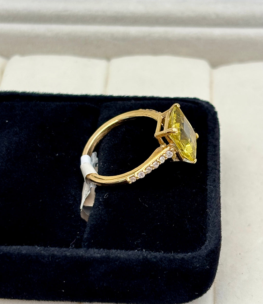 14k Yellow Gold Emerald Cut Gold Topaz Solitaire Ring