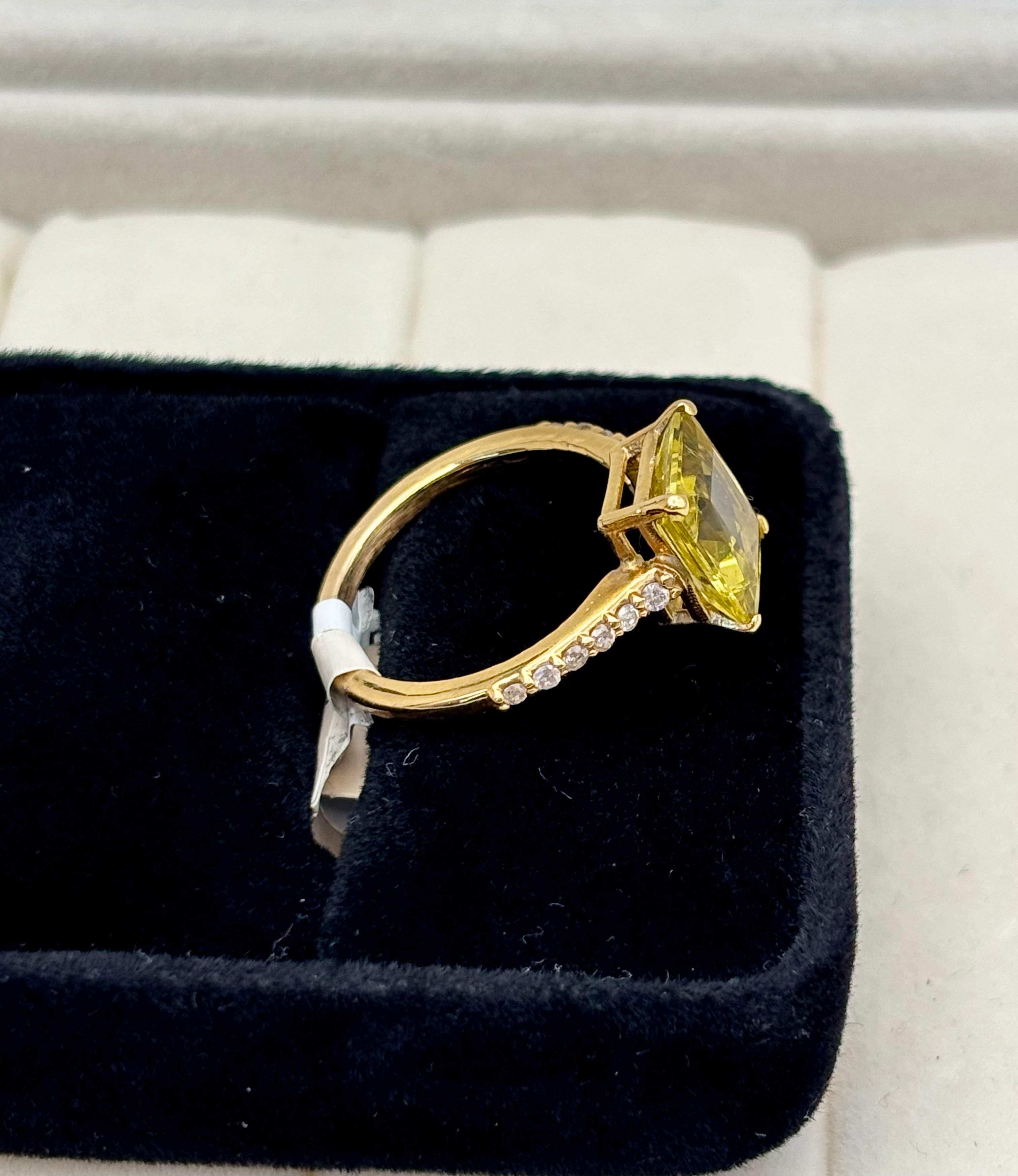 14k Yellow Gold Emerald Cut Gold Topaz Solitaire Ring