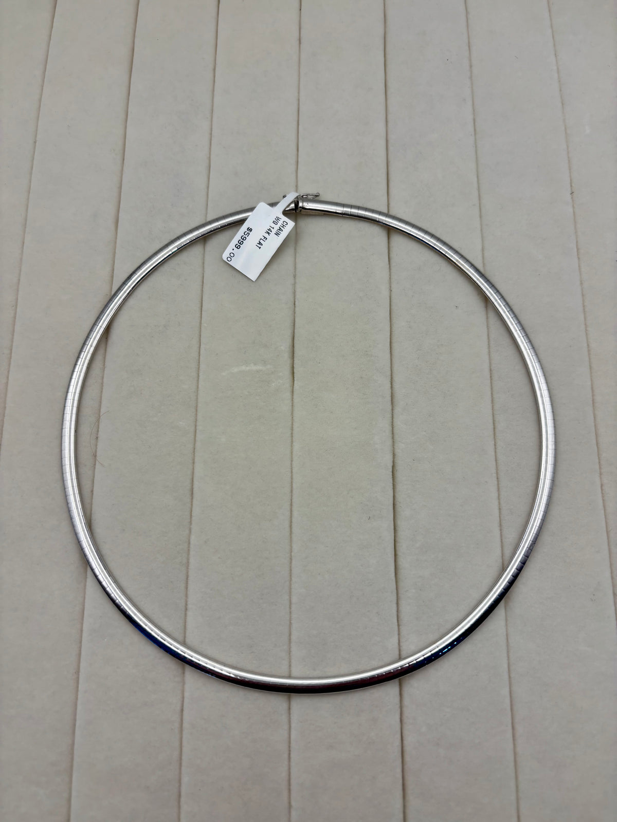 14k White Gold Flat Omega Collar Chain