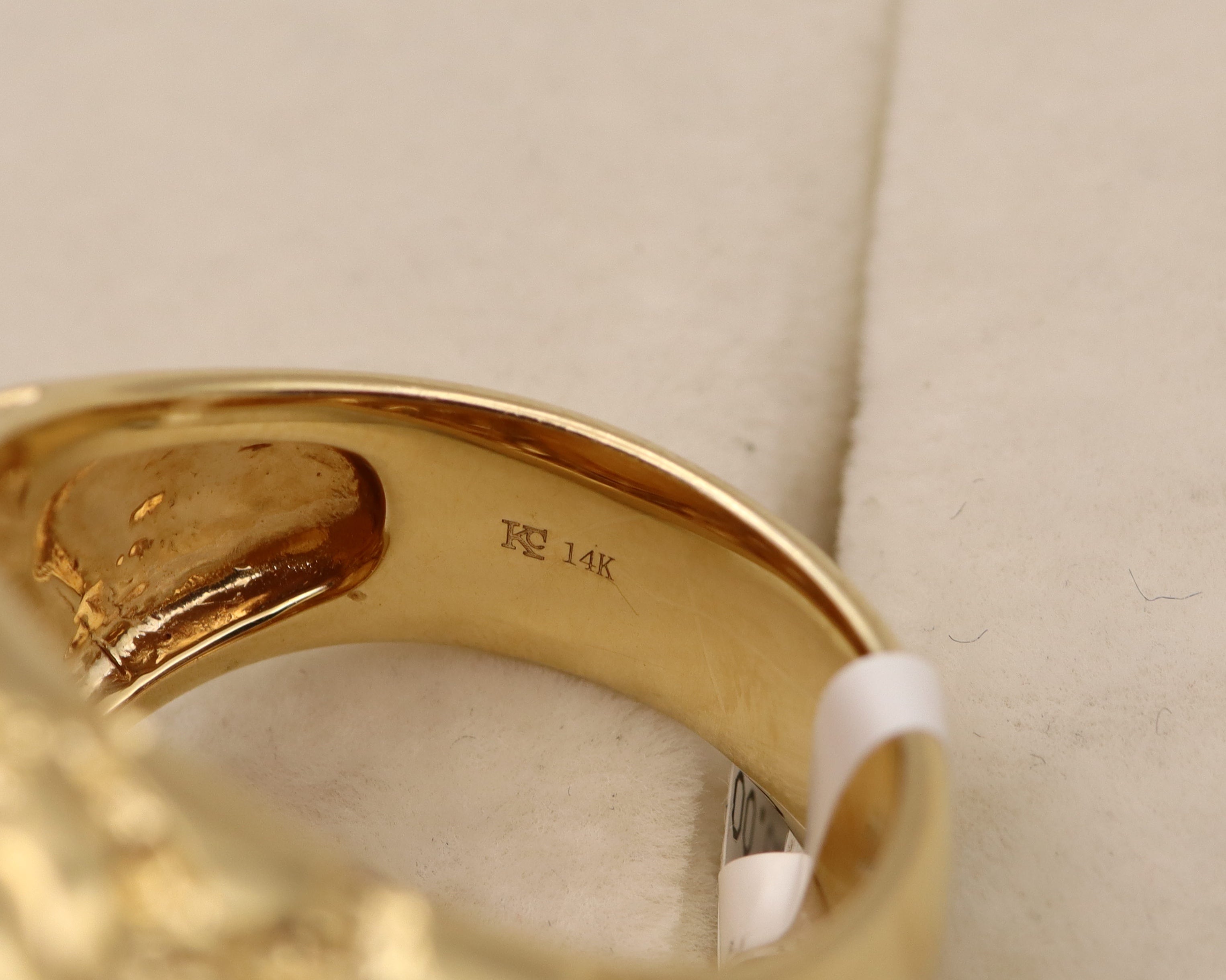 14k Yellow Gold Liberty Coin Diamond Nugget Ring