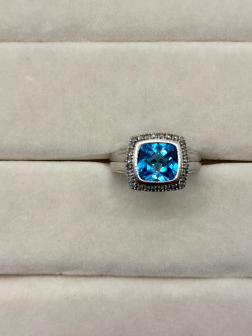 10K Gold Blue Stone Diamond Accent Ring | Empire Jewelry and Loan