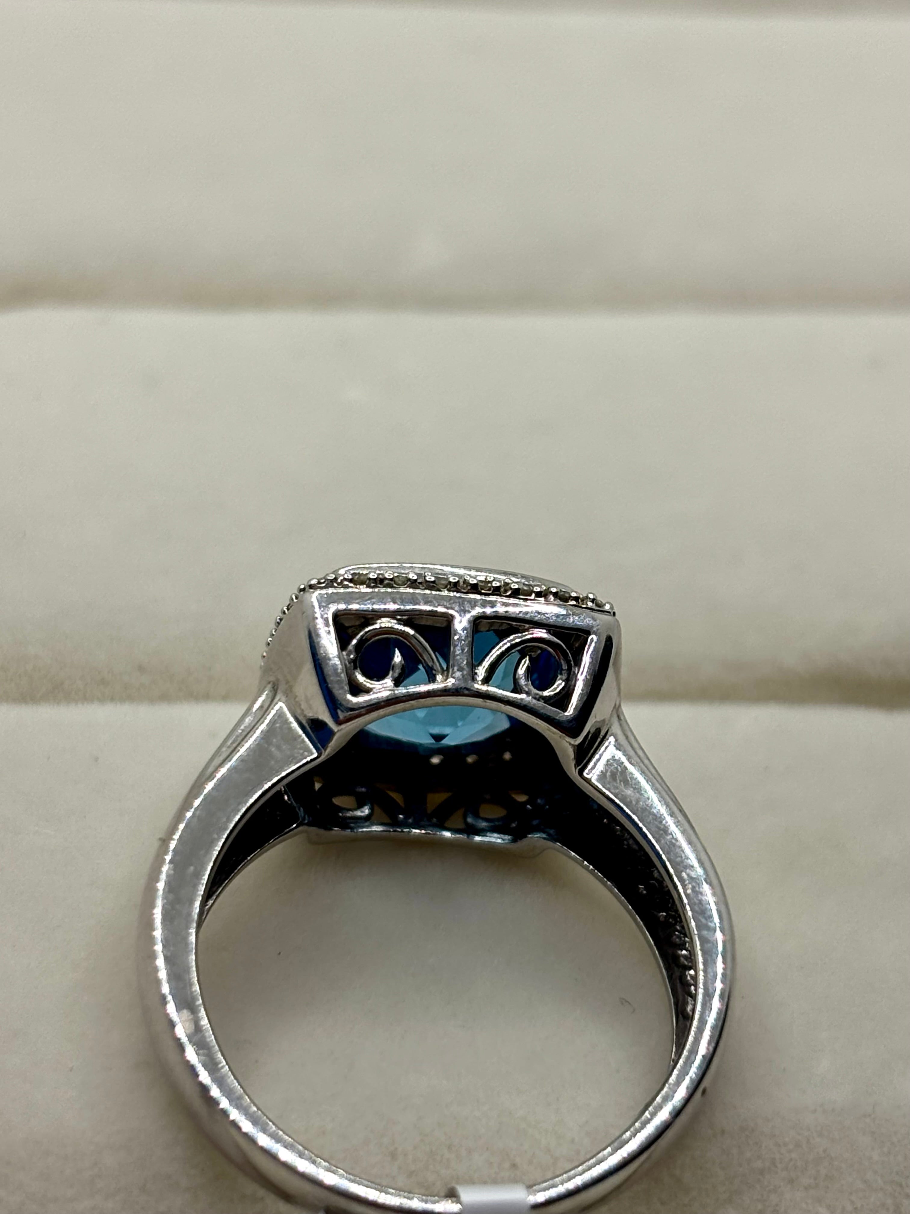 10K Gold Blue Stone Diamond Accent Ring | Empire Jewelry and Loan