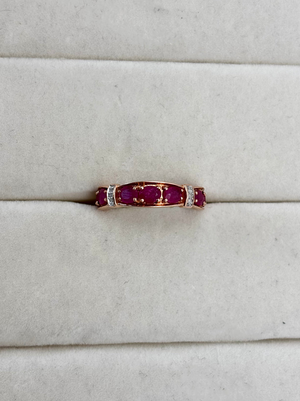 10K Rose Gold Ruby White Stripe Ring | Empire Jewelry and Loan