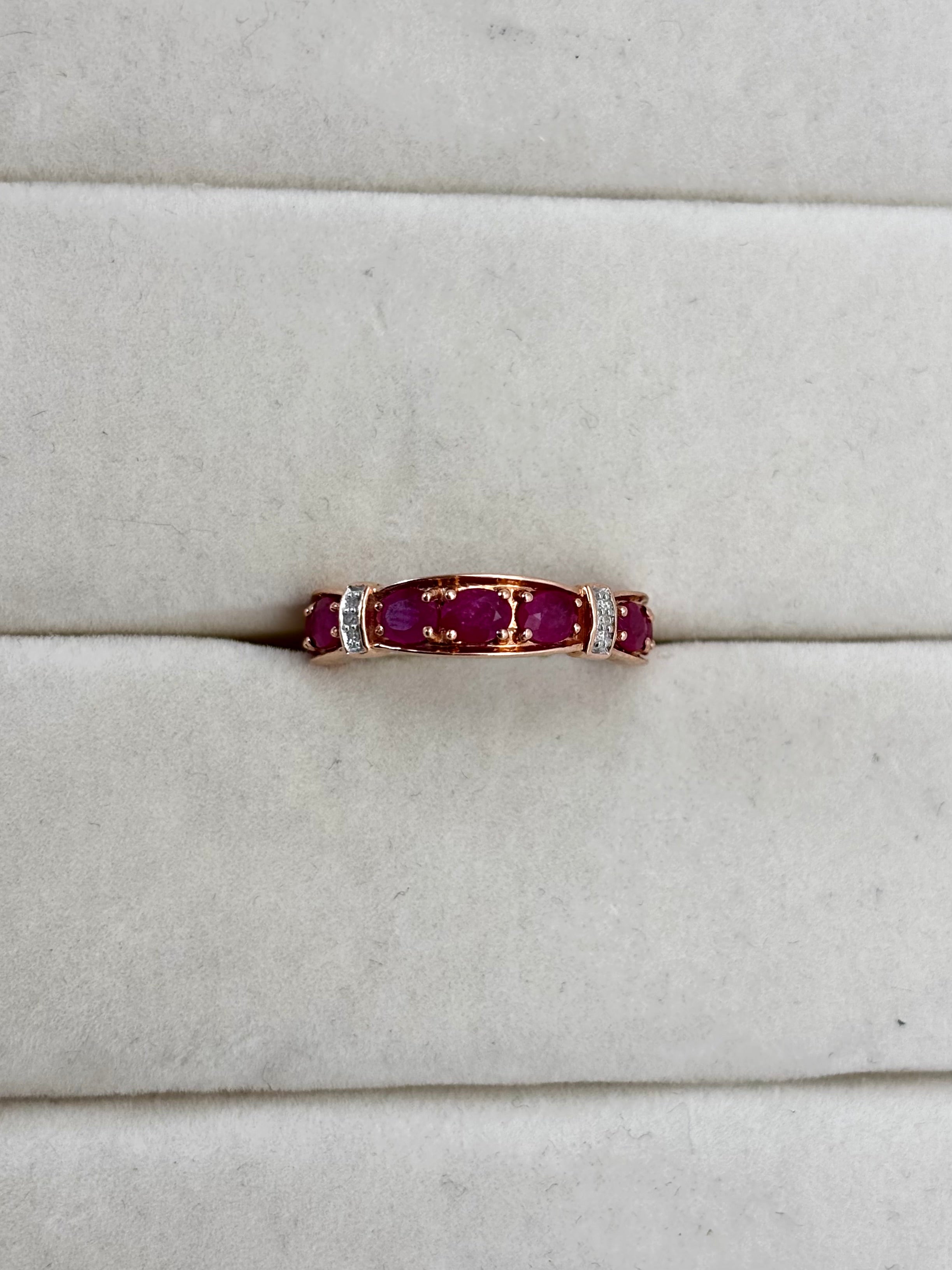 10K Rose Gold Ruby White Stripe Ring | Empire Jewelry and Loan