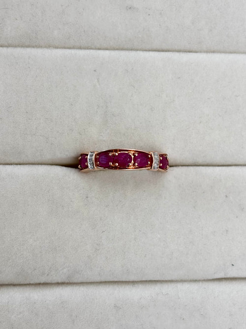 10K Rose Gold Ruby White Stripe Ring | Empire Jewelry and Loan