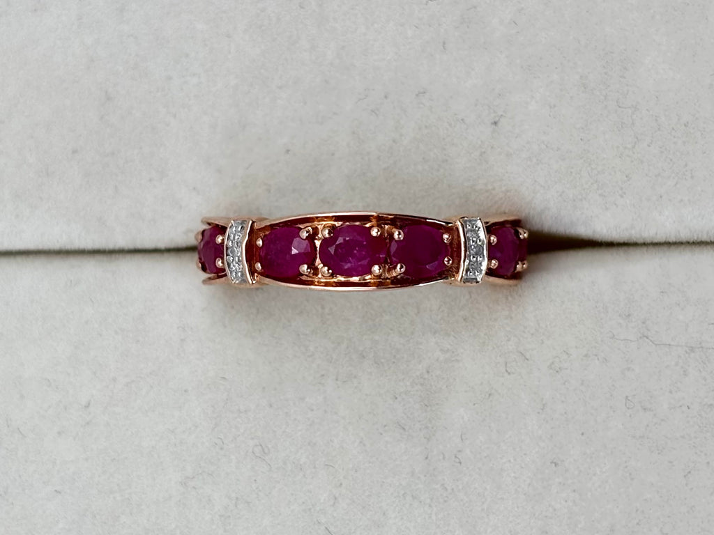 10K Rose Gold Ruby White Stripe Ring | Empire Jewelry and Loan