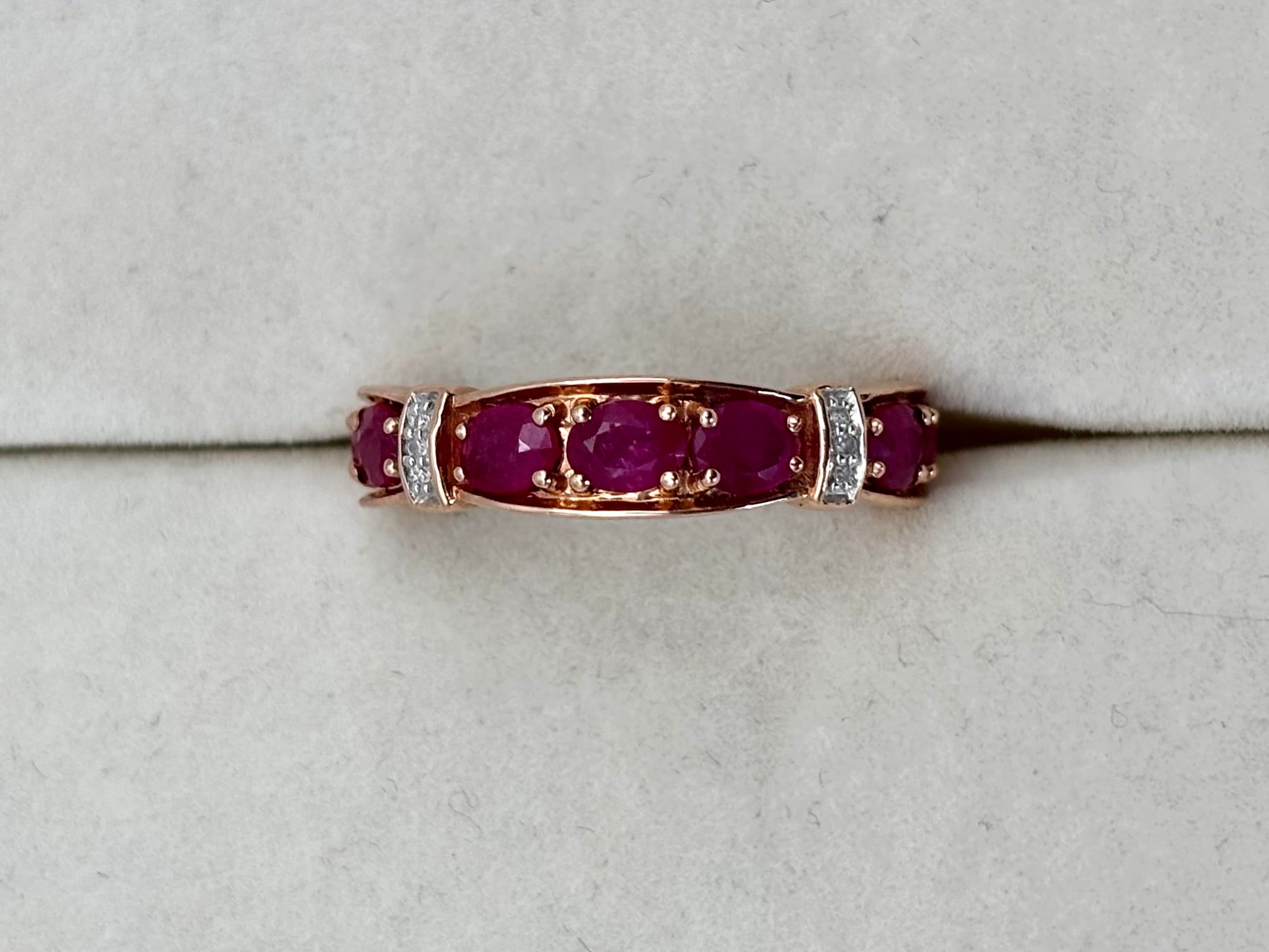 10K Rose Gold Ruby White Stripe Ring | Empire Jewelry and Loan