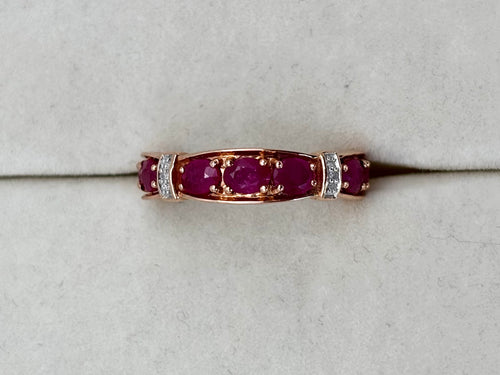 10K Rose Gold Ruby White Stripe Ring | Empire Jewelry and Loan