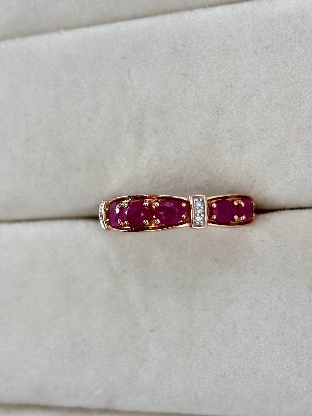 10K Rose Gold Ruby White Stripe Ring | Empire Jewelry and Loan
