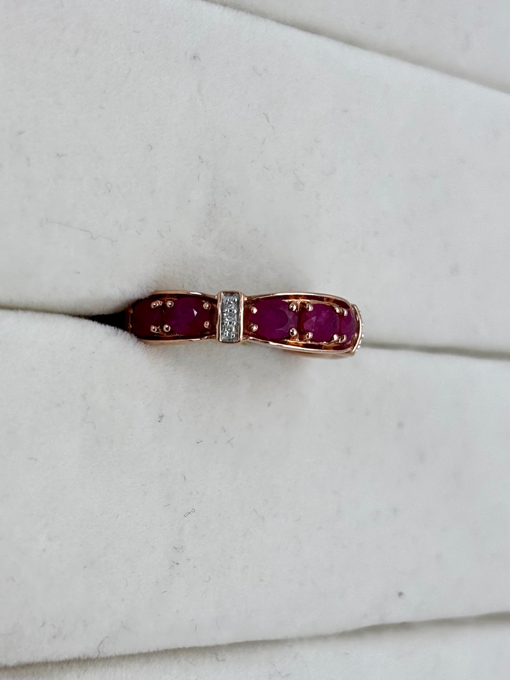 10K Rose Gold Ruby White Stripe Ring | Empire Jewelry and Loan