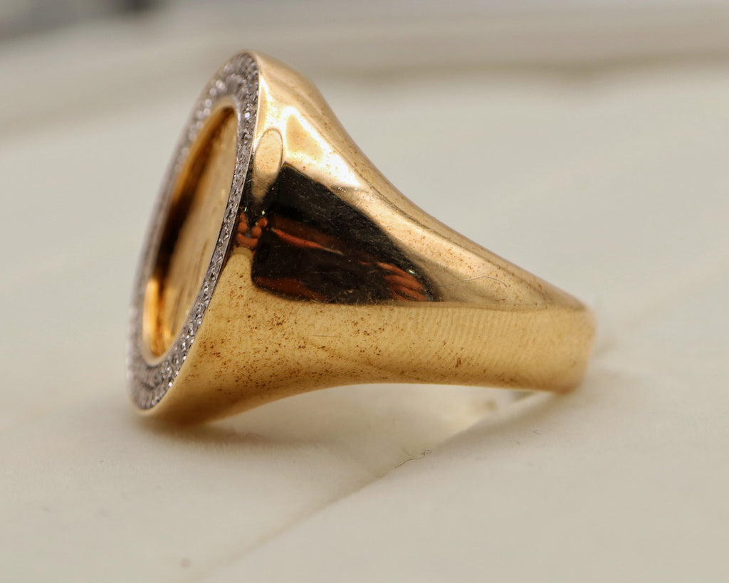 10k Yellow Gold Liberty Coin Diamond Ring