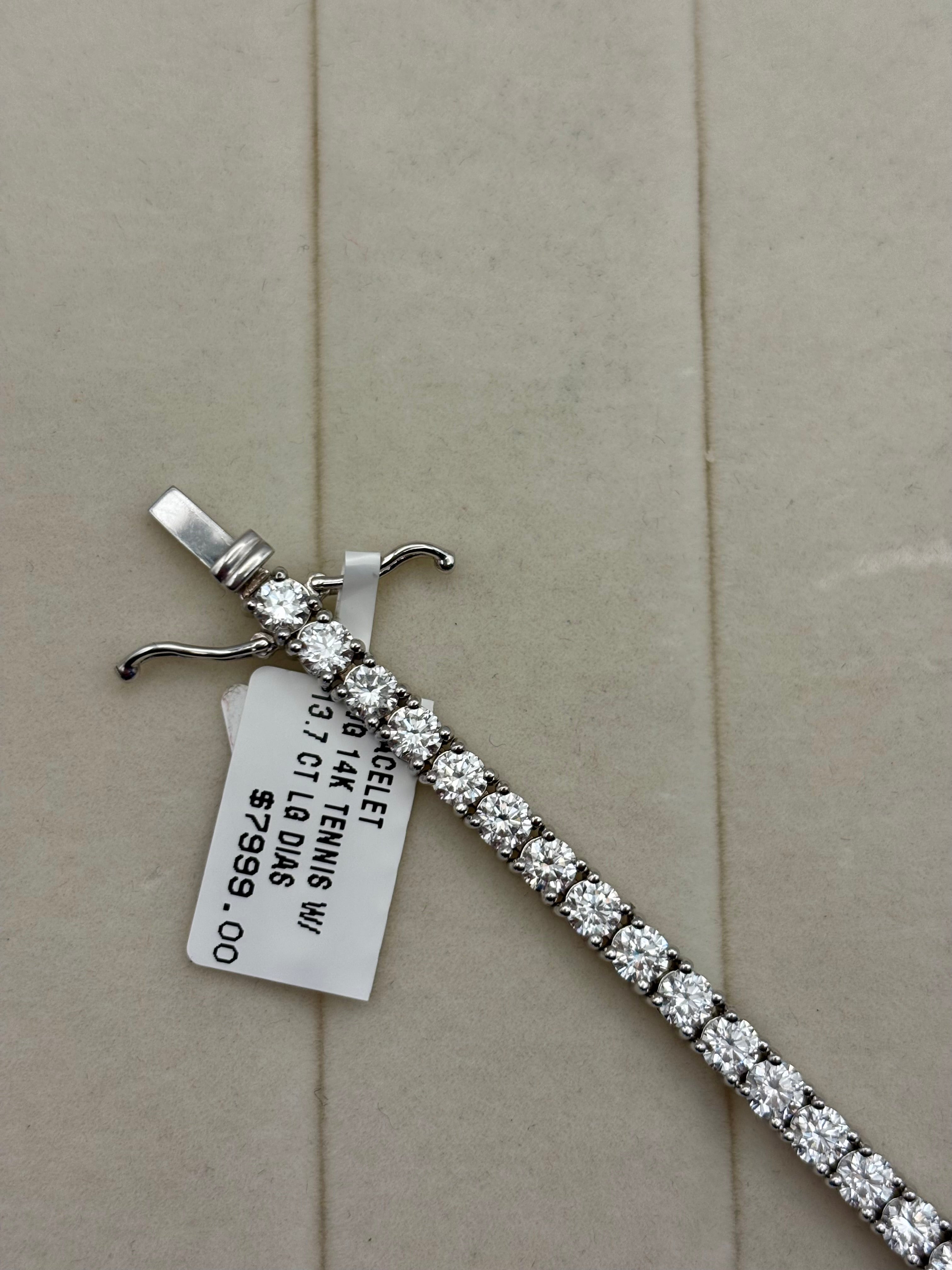 14k White Gold Lab Grown Diamond Tennis Bracelet