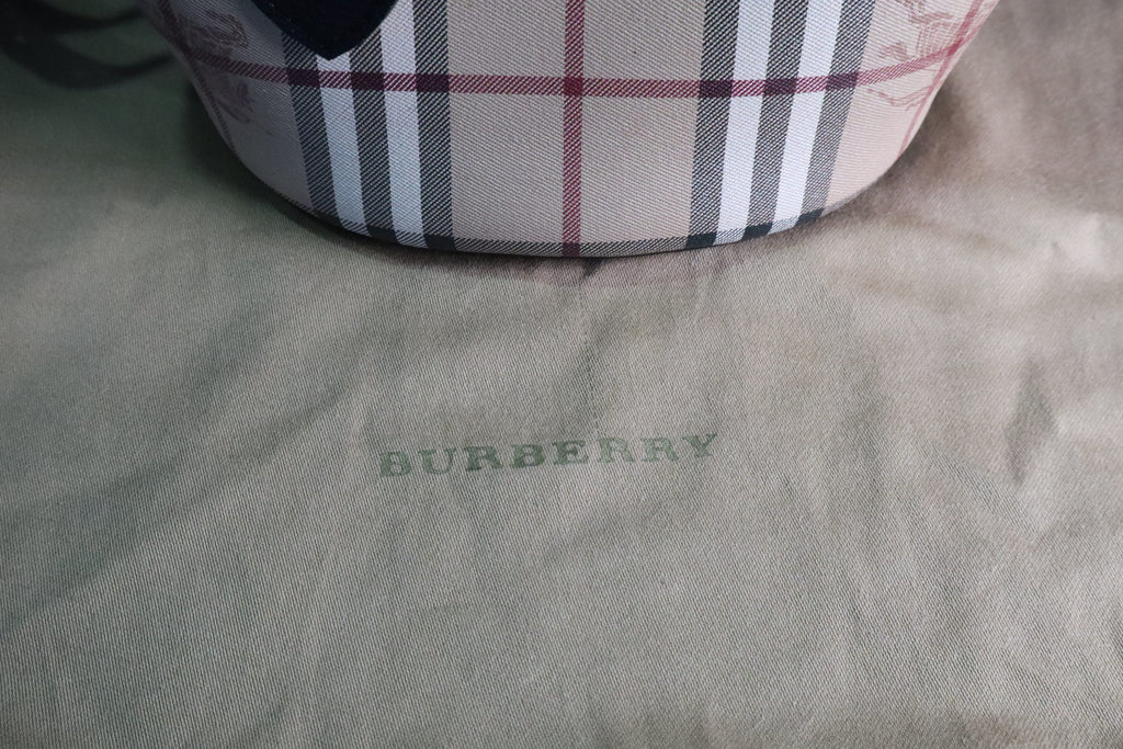 Burberry Haymarket Check Coated Canvas Lorne Bucket Bag - Beige/Brown