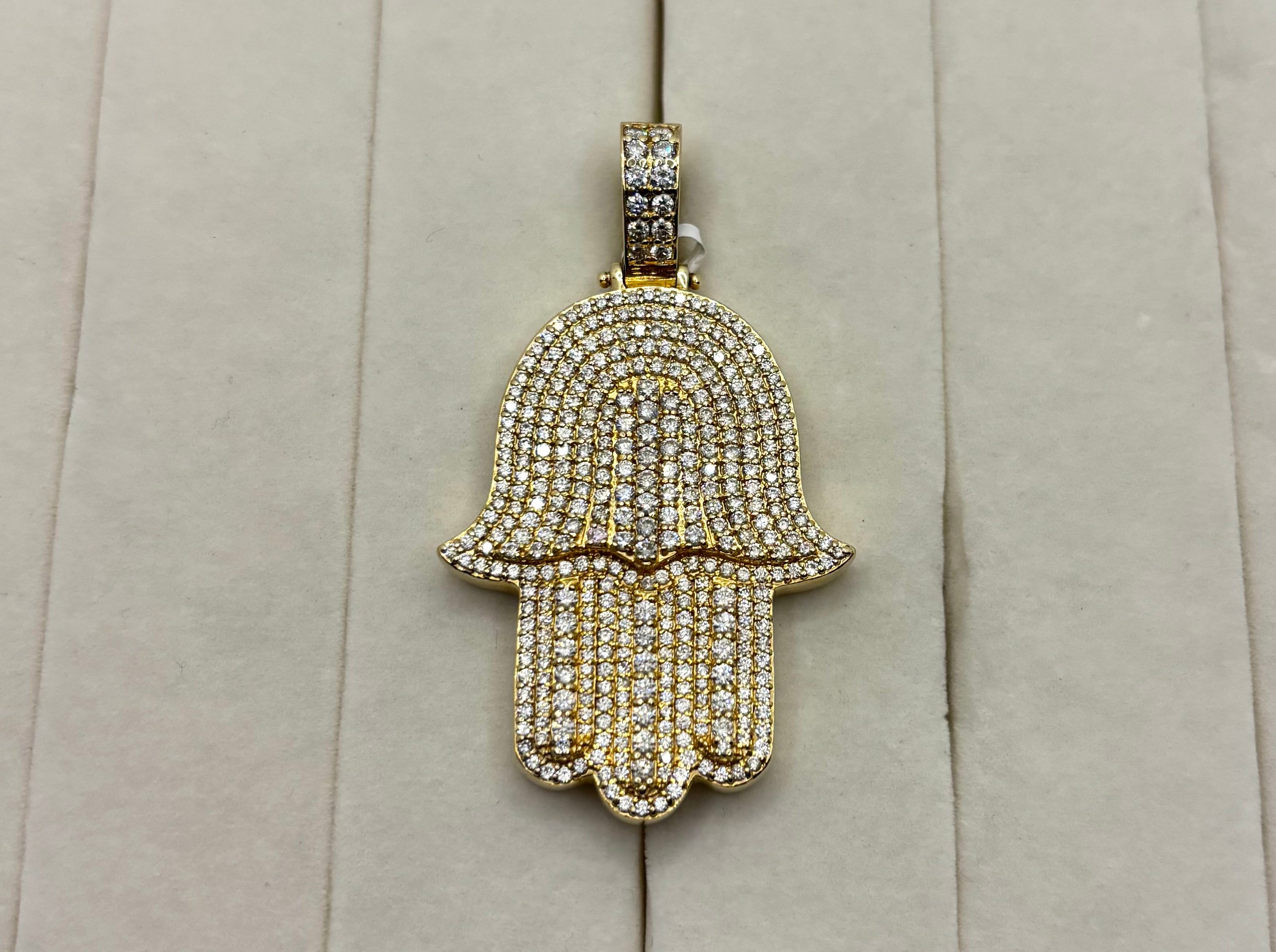 14K Gold Diamond Hamsa Hand Pendant | Empire Jewelry and Loan