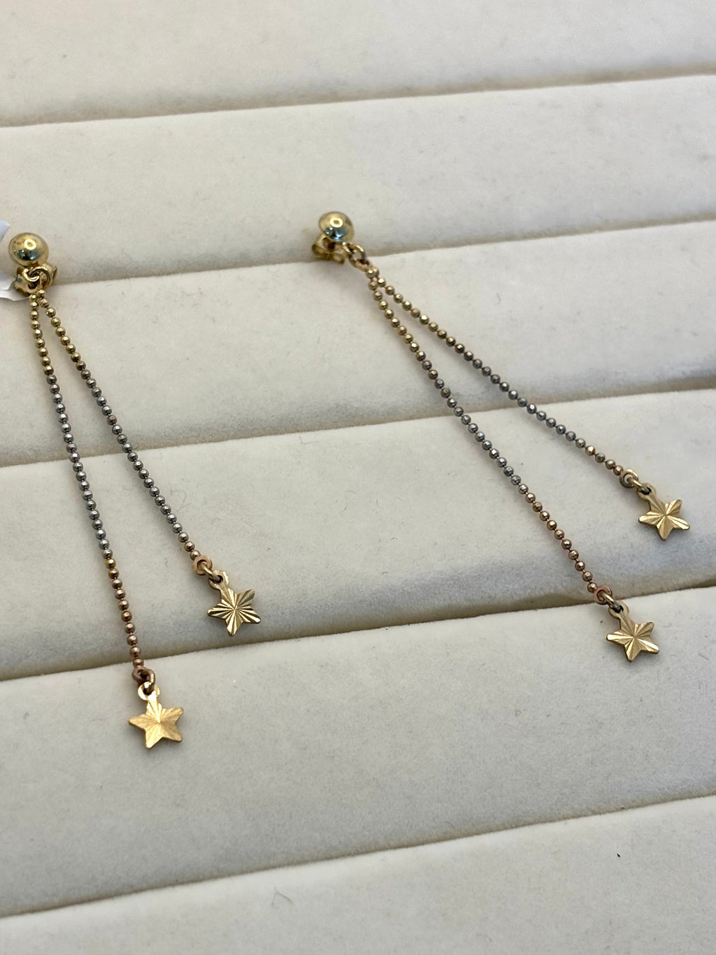 14K Tri-Color Dangle Star Earrings | Empire Jewelry and Loan