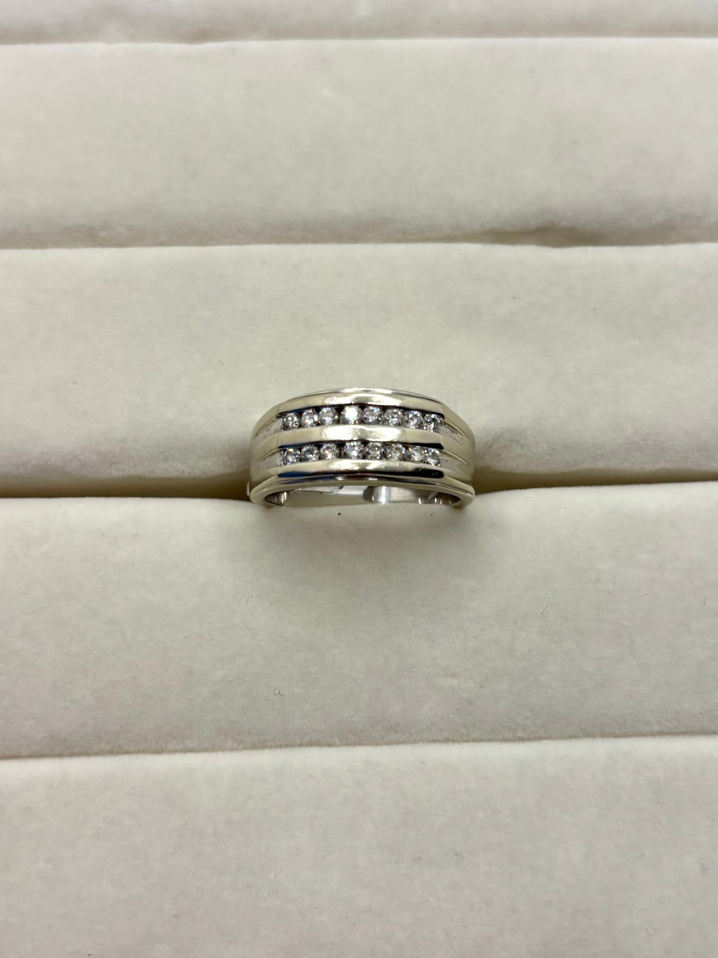 14K White Gold Multi Row Diamond Ring | Empire Jewelry and Loan