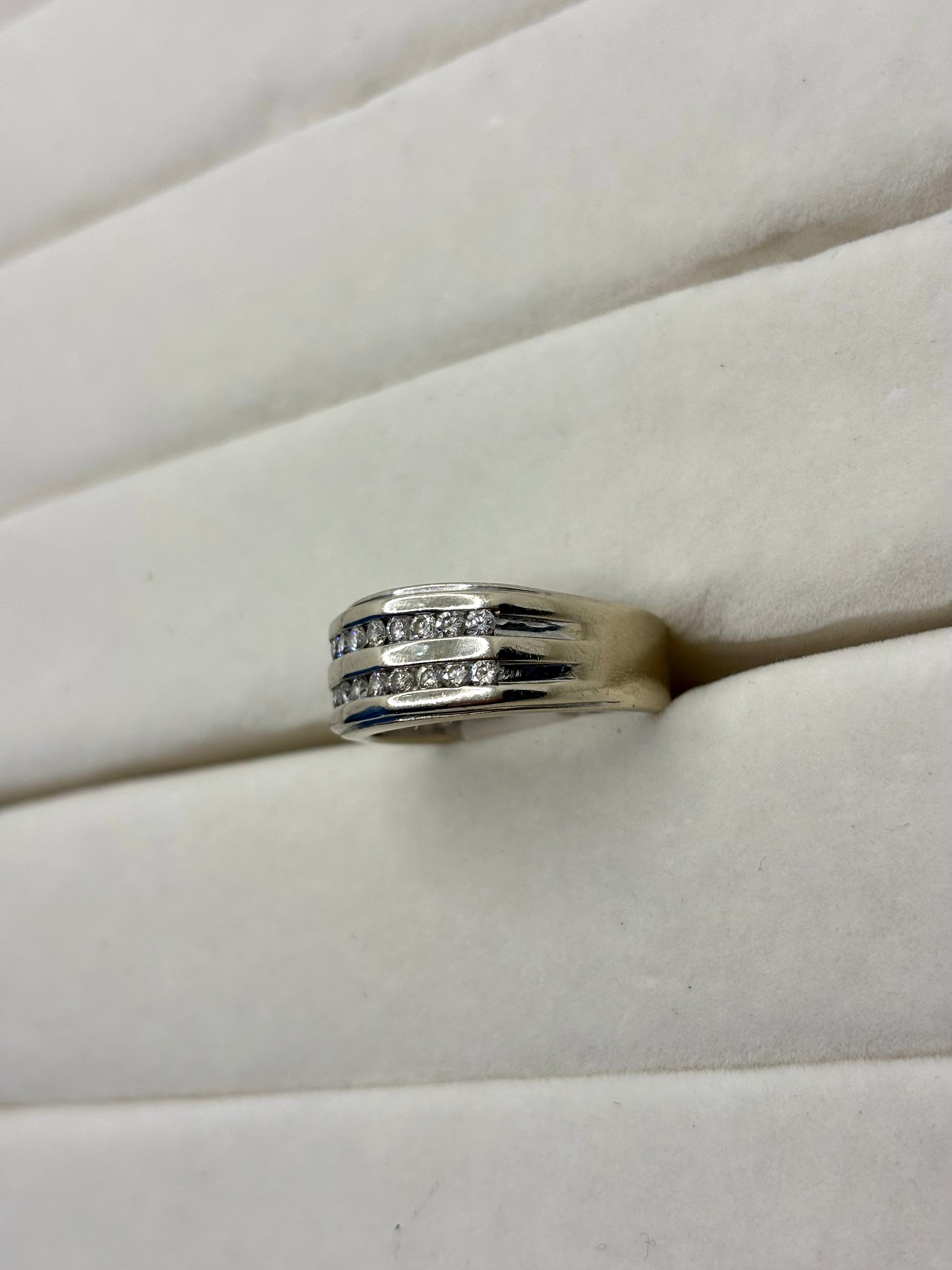 14K White Gold Multi Row Diamond Ring | Empire Jewelry and Loan