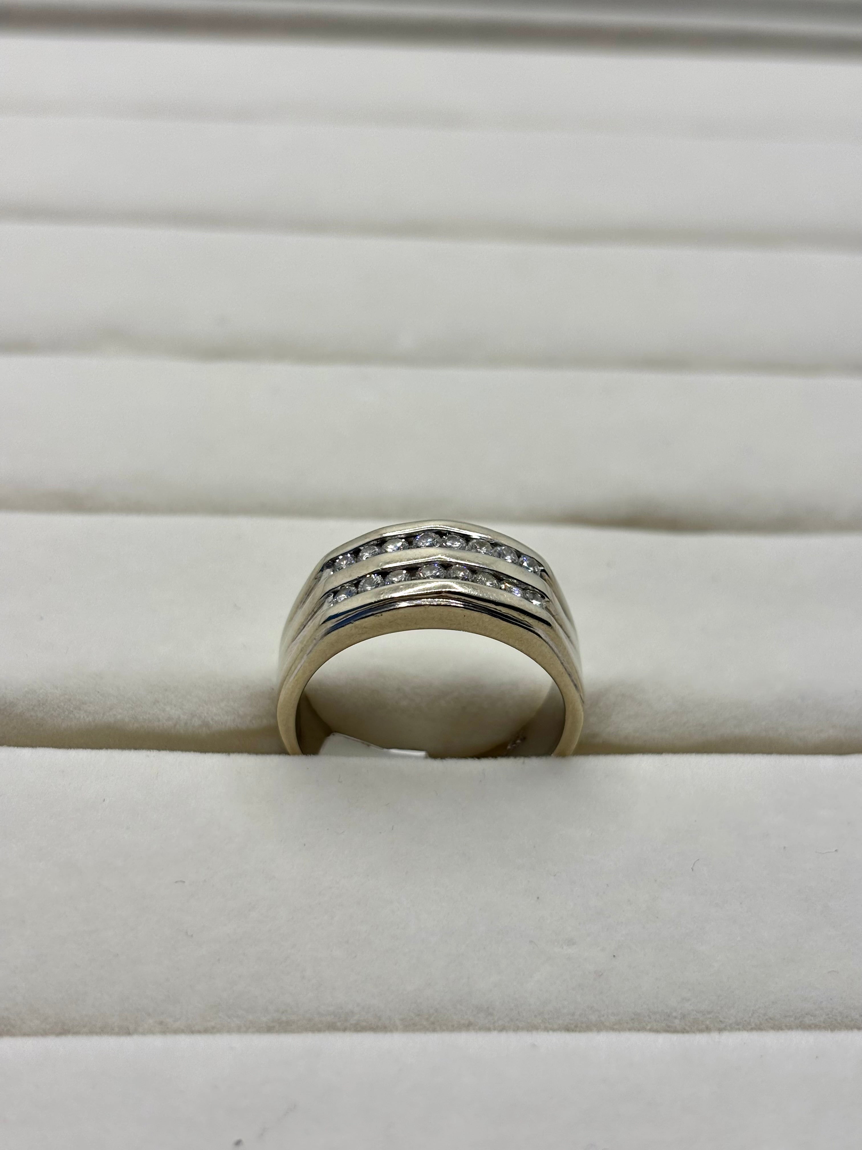 14K White Gold Multi Row Diamond Ring | Empire Jewelry and Loan