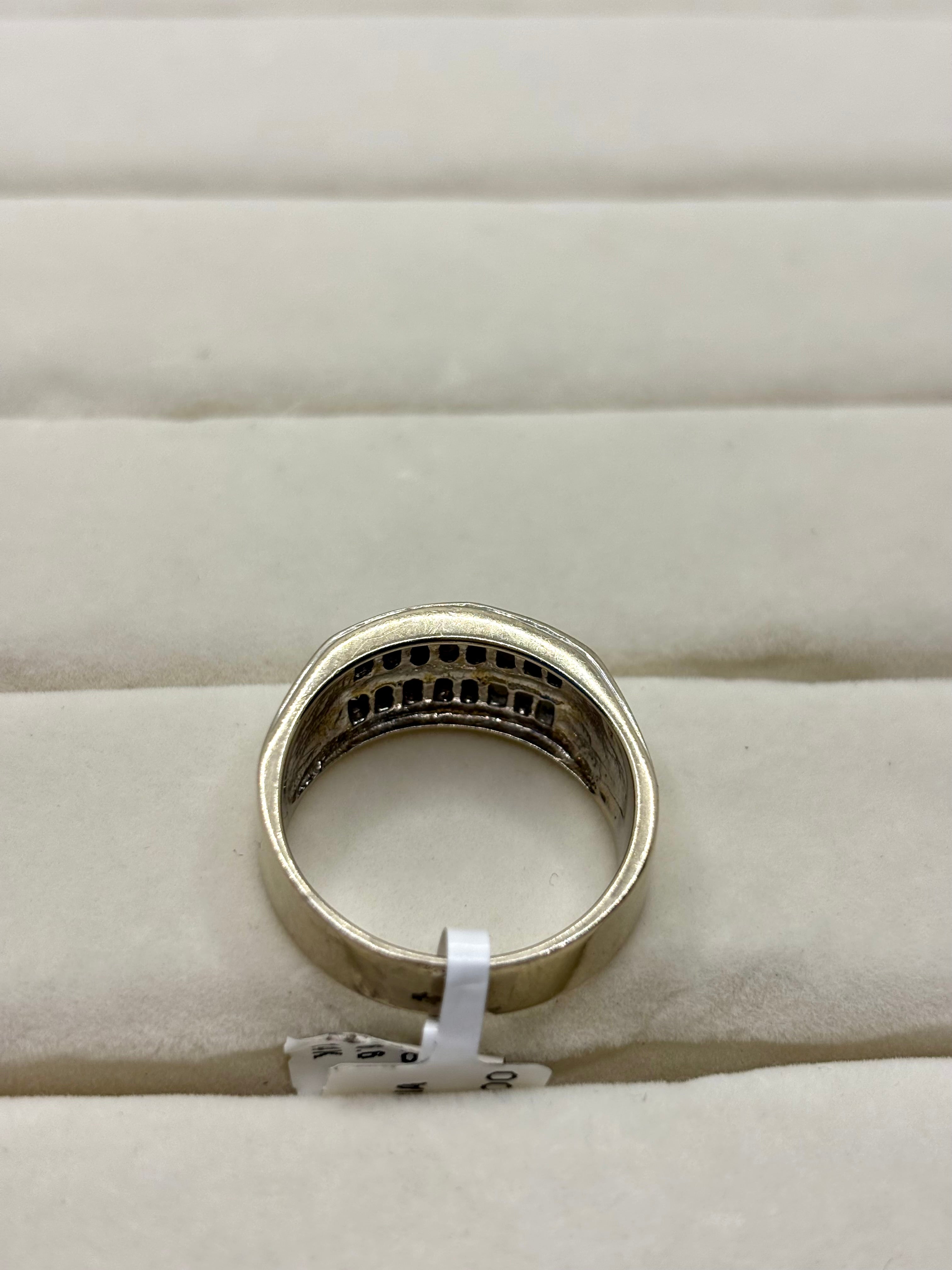 14K White Gold Multi Row Diamond Ring | Empire Jewelry and Loan