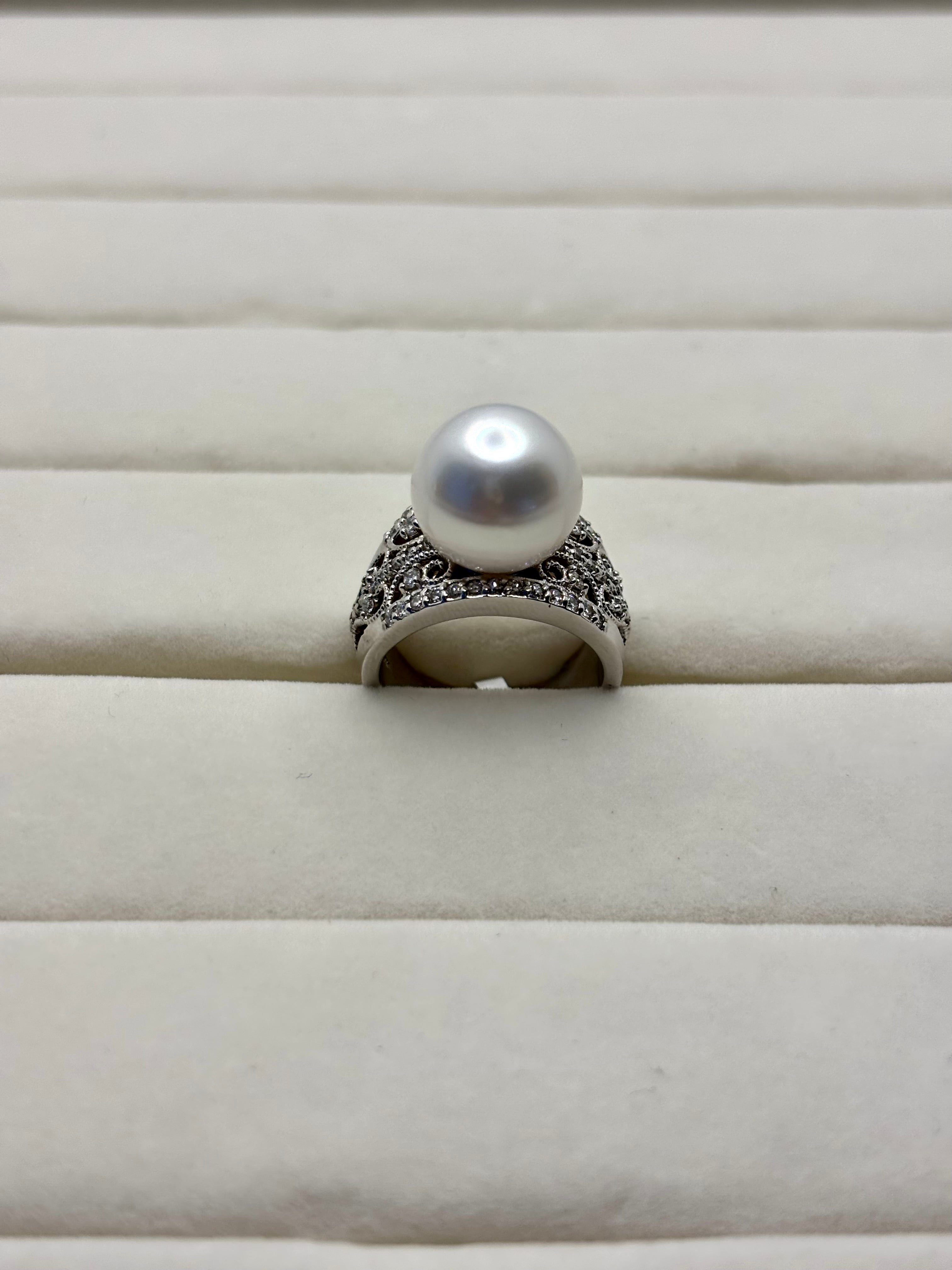 14K White Gold Pearl and Diamond Ring | Empire Jewelry and Loan