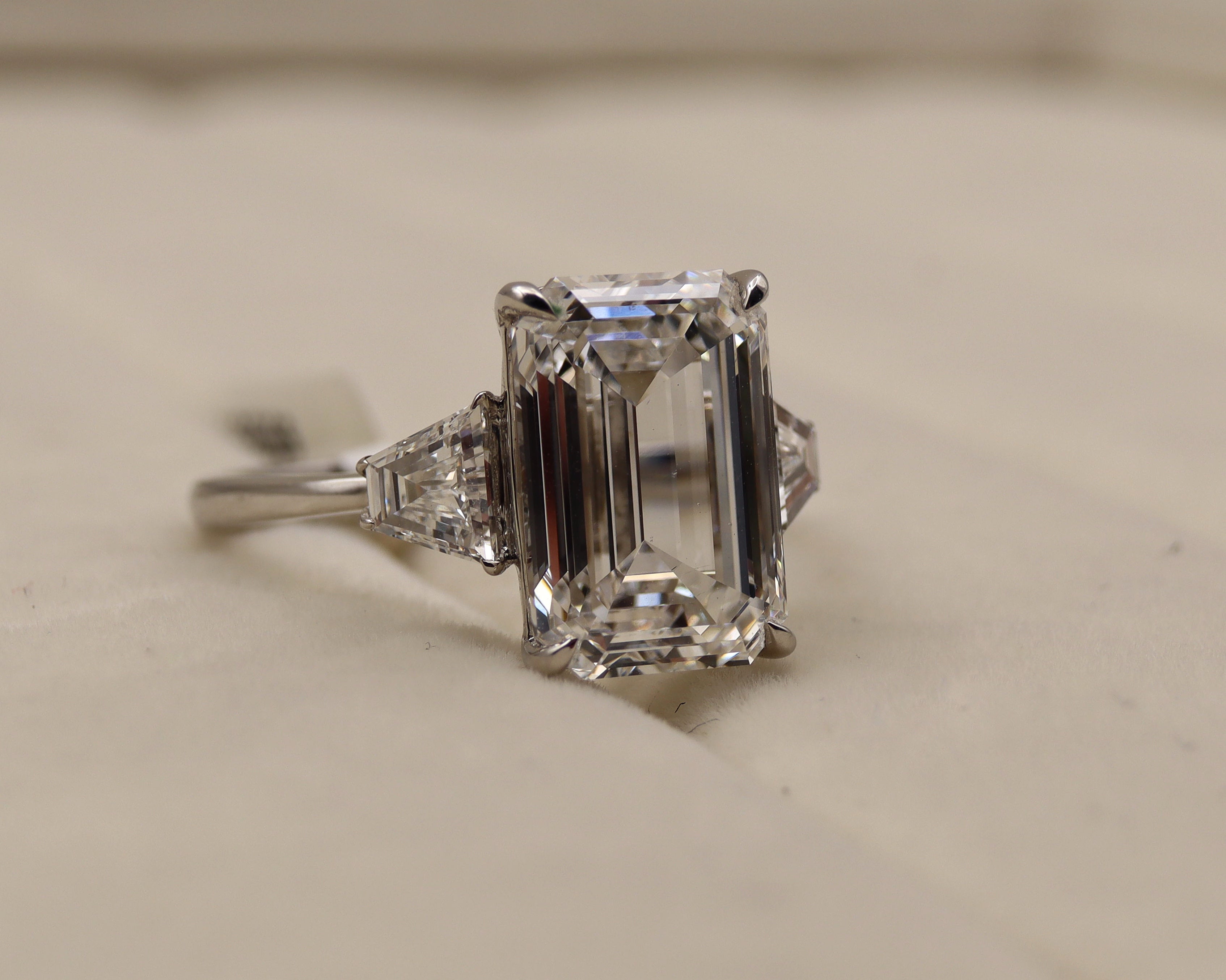 Platinum Emerald Cut Diamond Three-Stone Ring