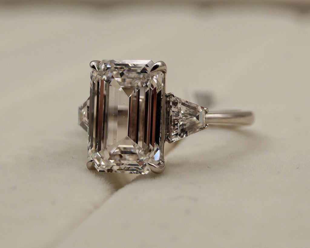 Platinum Emerald Cut Diamond Three-Stone Ring