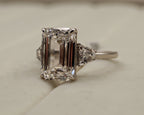 Platinum Emerald Cut Diamond Three-Stone Ring