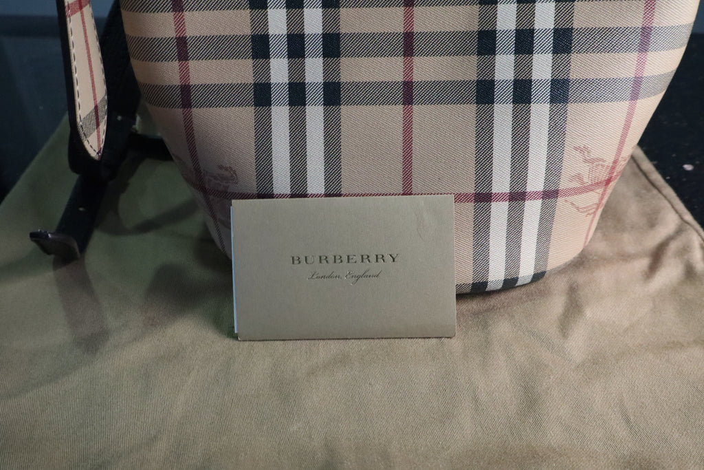 Burberry Haymarket Check Coated Canvas Lorne Bucket Bag - Beige/Brown