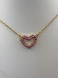 14k Yellow Gold Pink Stone Heart Pendant
