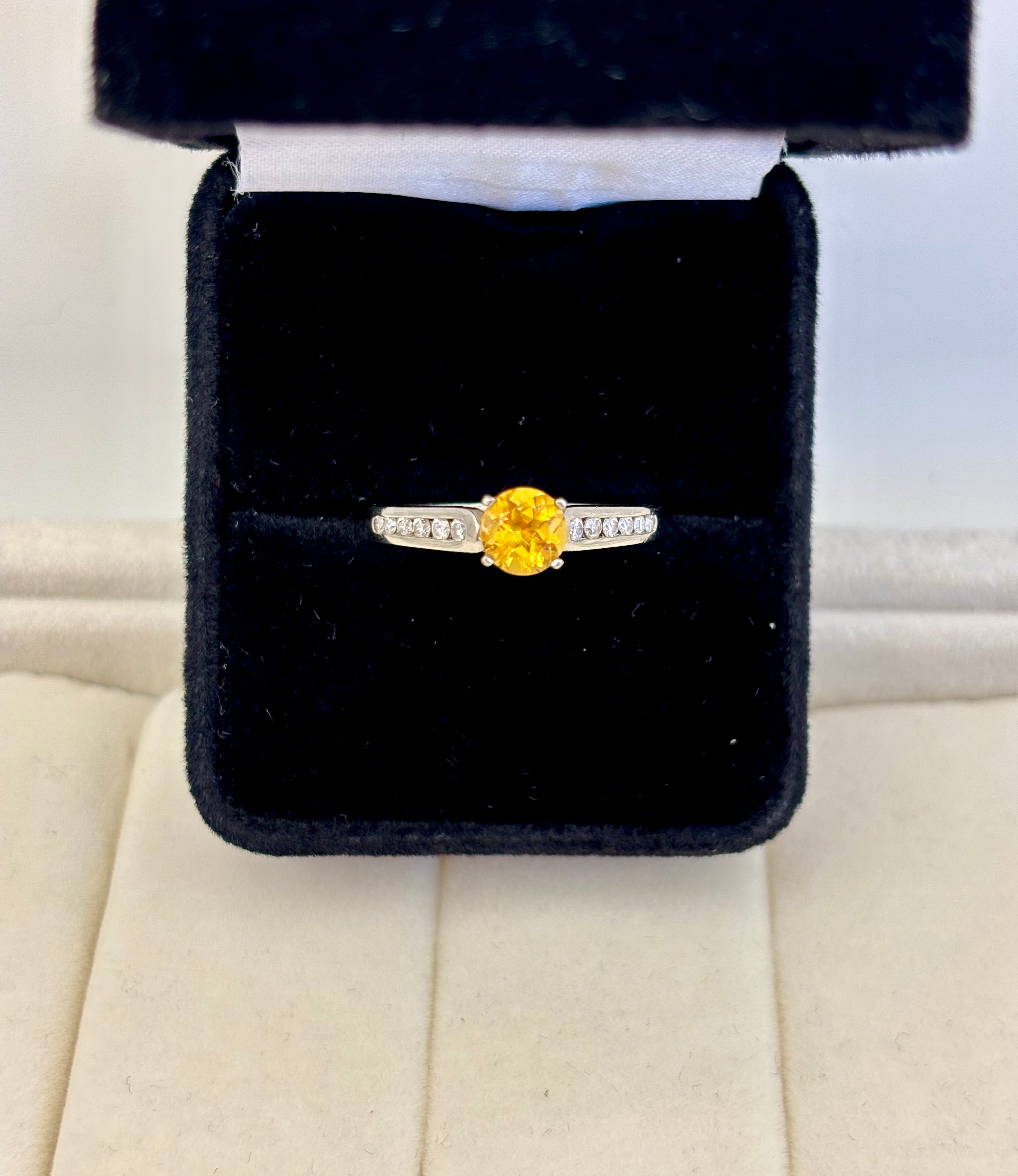 Platinum 950 Yellow Stone Solitaire Ring