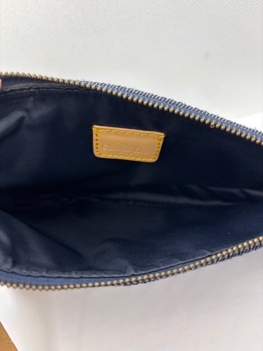 Christian Dior Denim Saddle Pochette Blue Jean Shoulder Bag Gold Hardware