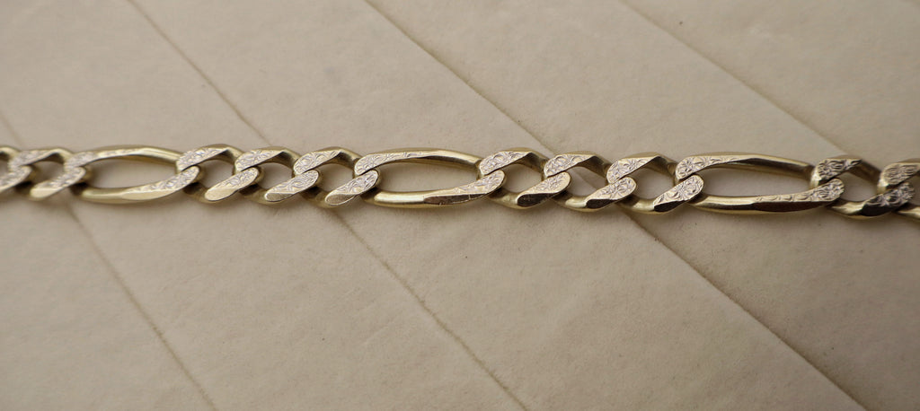 14k Yellow Gold Mens Figaro Link Bracelet