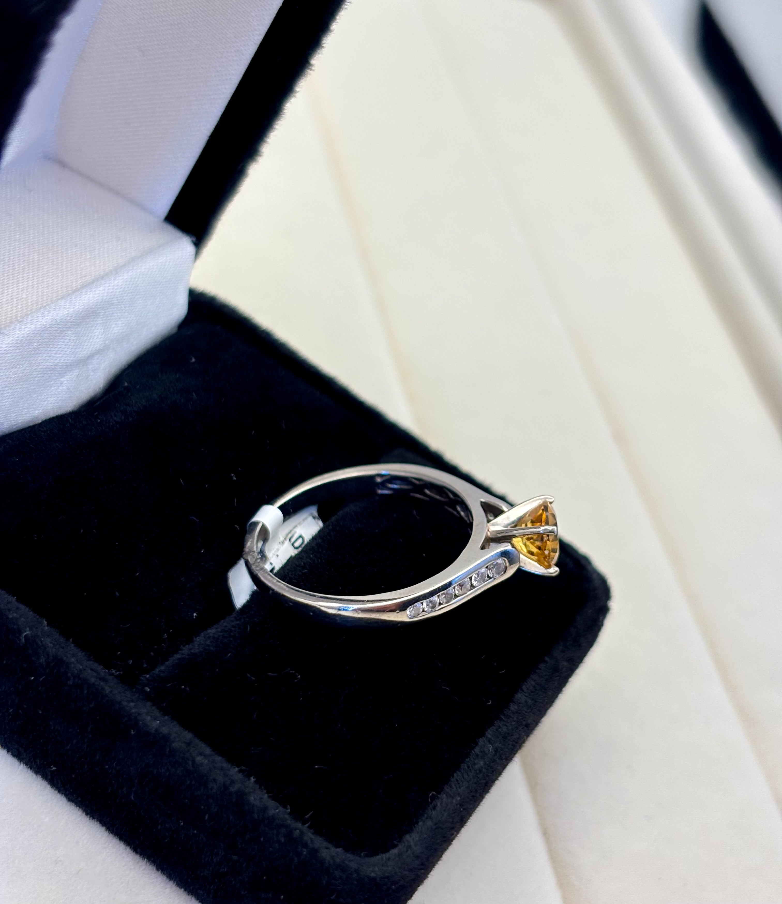 Platinum 950 Yellow Stone Solitaire Ring