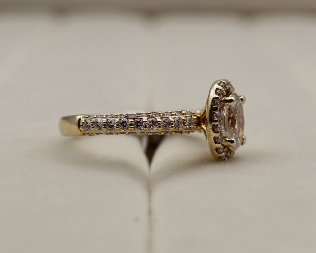 14k Yellow Gold Oval Diamond Halo Ring