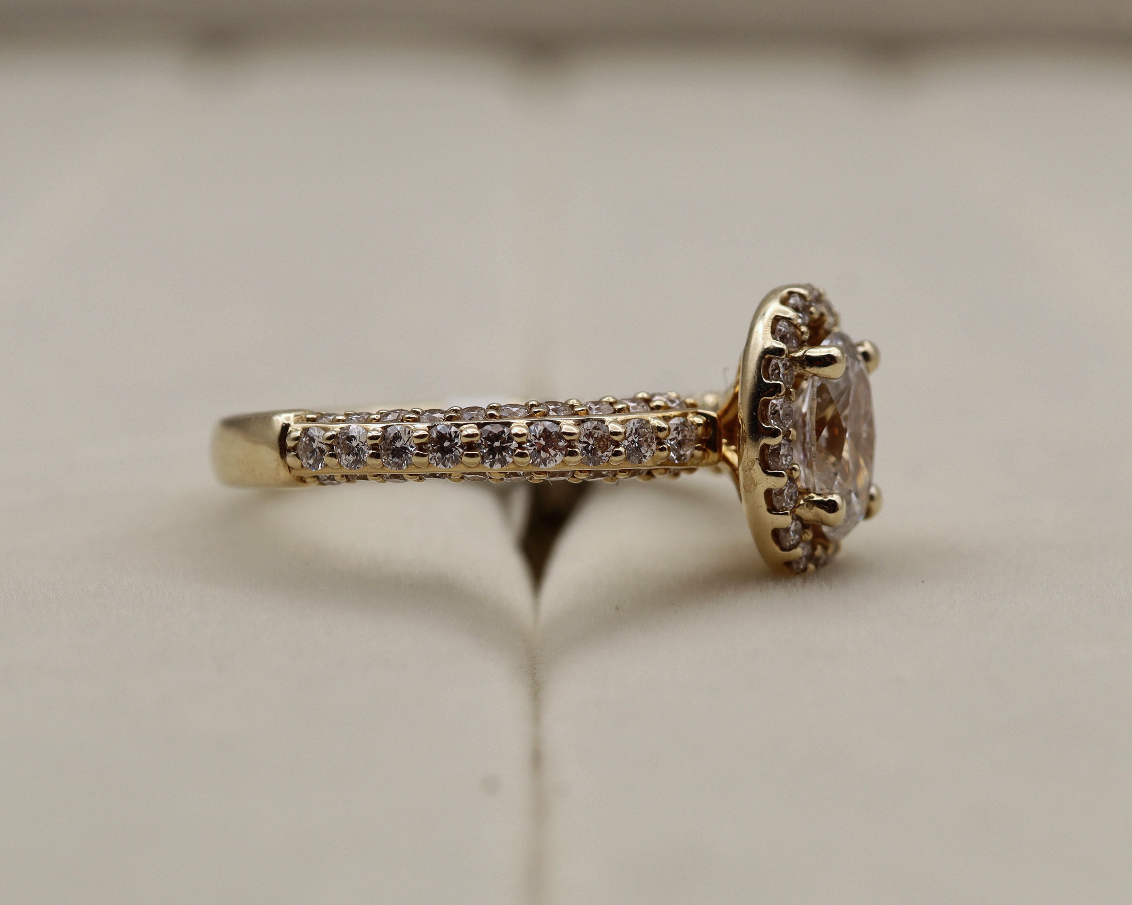 14k Yellow Gold Oval Diamond Halo Ring