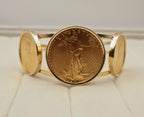 American Gold Eagle Coin Cuff Bracelet in 14k Yellow Gold