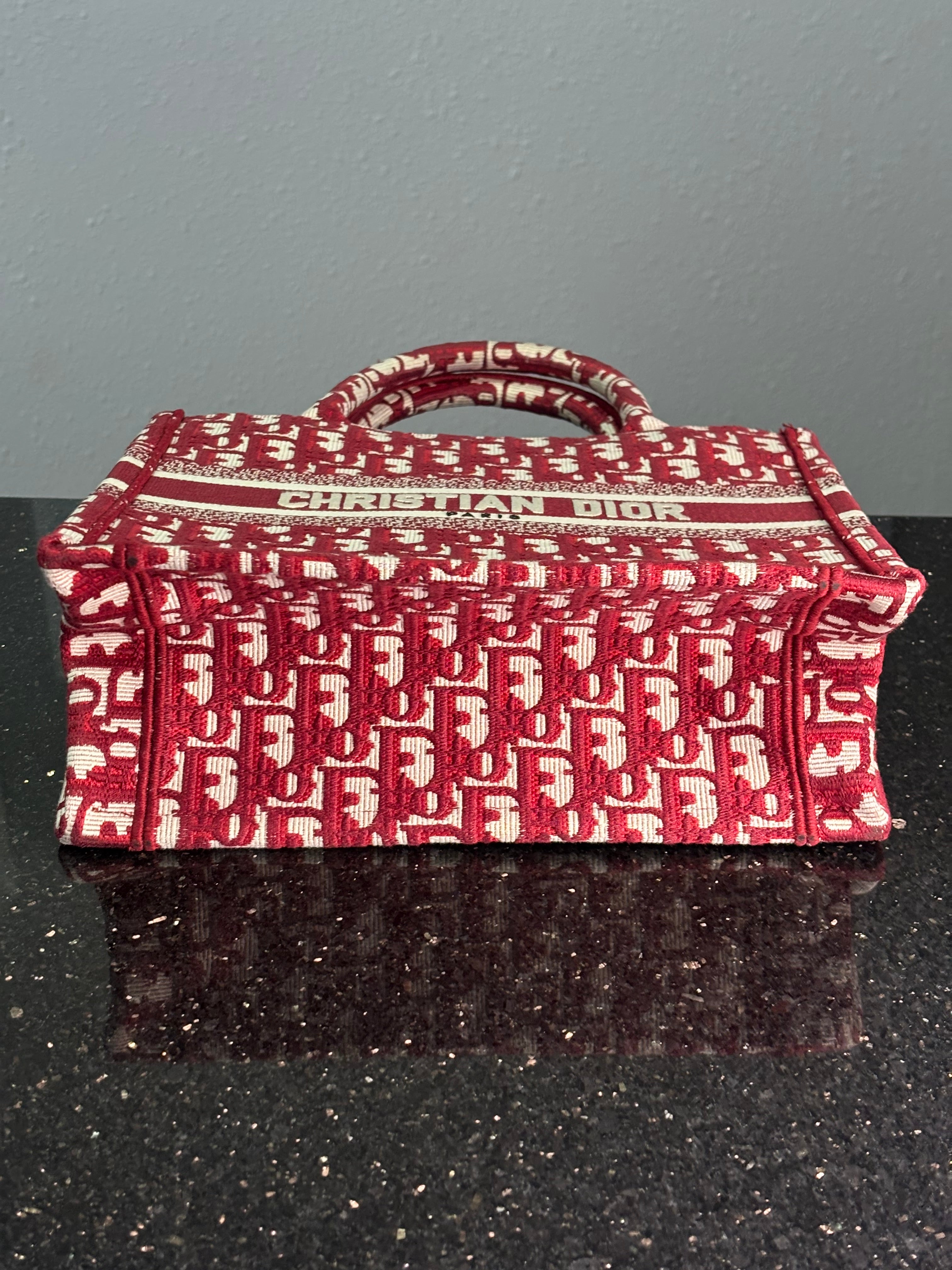 Christian Dior Small Book Tote Red Oblique Canvas