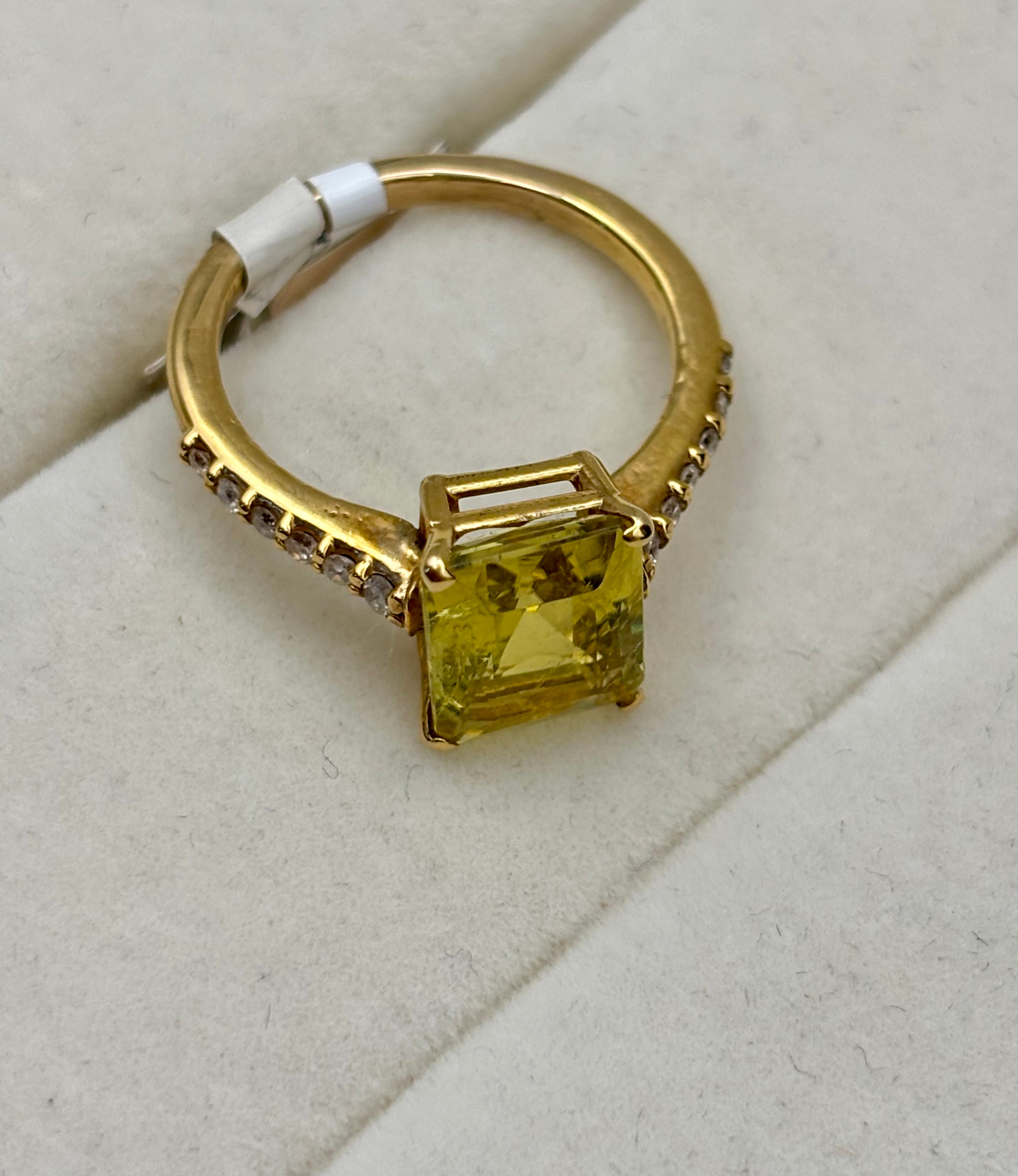 14k Yellow Gold Emerald Cut Gold Topaz Solitaire Ring