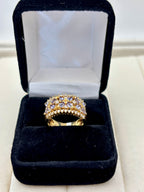 14K Yellow Gold Diamond Blue Stone Fancy Ring