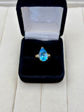14K Yellow Gold Topaz Side Stone Ring