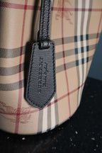 Burberry Haymarket Check Coated Canvas Lorne Bucket Bag - Beige/Brown