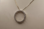 14k White Gold Diamond Circle Pendant