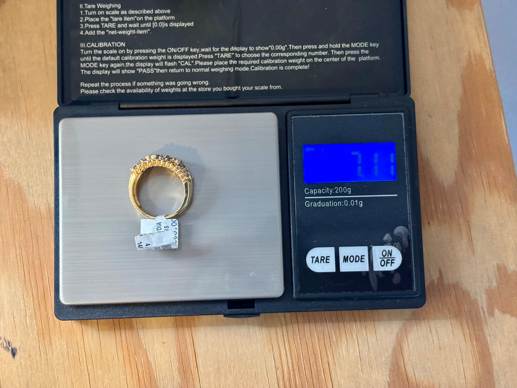 14K Yellow Gold Diamond Blue Stone Fancy Ring