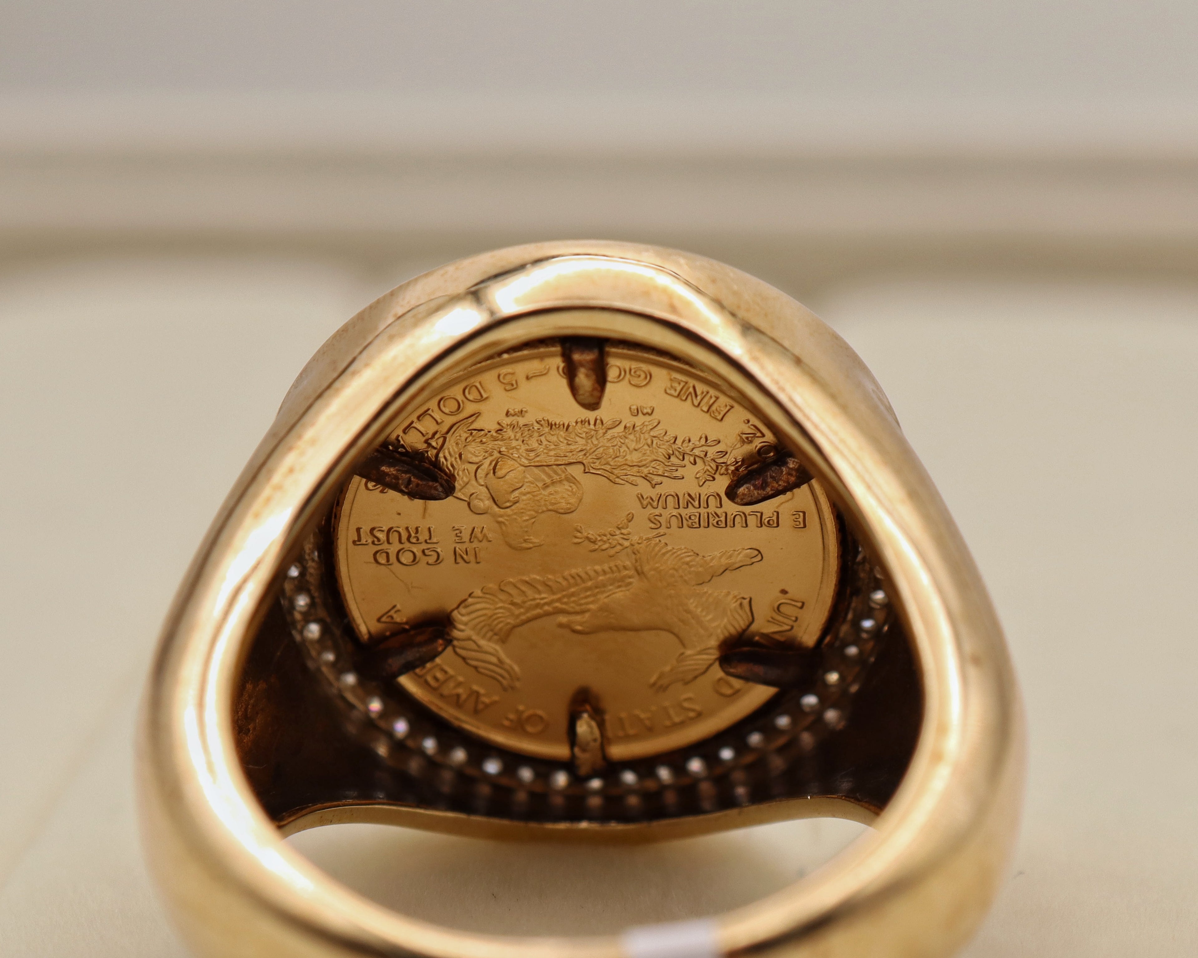 10k Yellow Gold Liberty Coin Diamond Ring