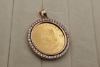 1978 1 oz Krugerrand Gold Coin Pendant in 14k Yellow Gold Accent Diamond Bezel