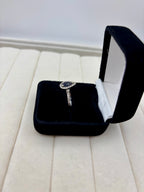 14K White Gold Pear-Shaped Sapphire Diamond Ring